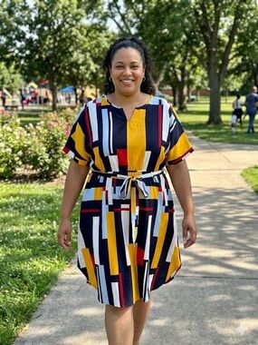Nemidor | Plus Size Abstract Tie Waist Dress Size 20